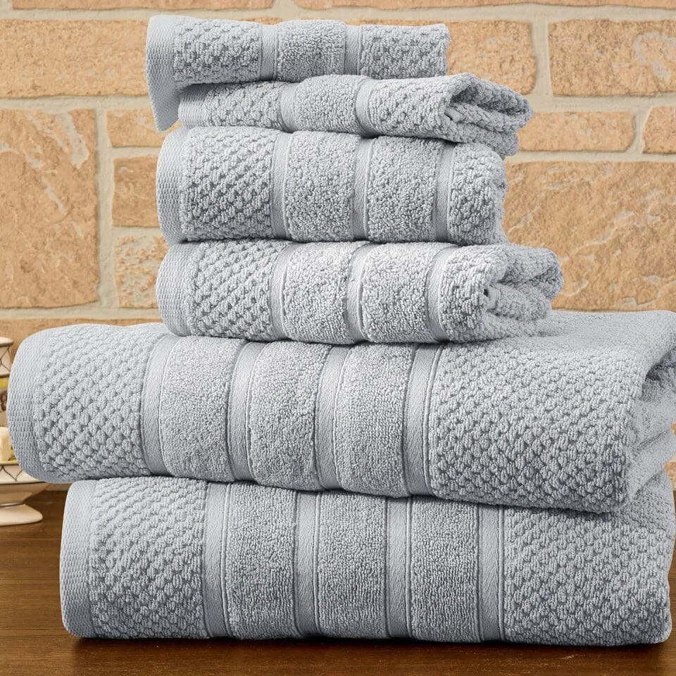 6-Piece Bibb Home Absorbent 100% Egyptian Cotton Towel Set Bath Seal Gray Popcorn - DailySale