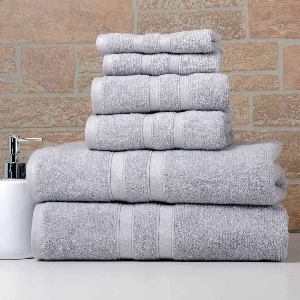 6-Piece Bibb Home Absorbent 100% Egyptian Cotton Towel Set Bath Seal Gray Solid - DailySale