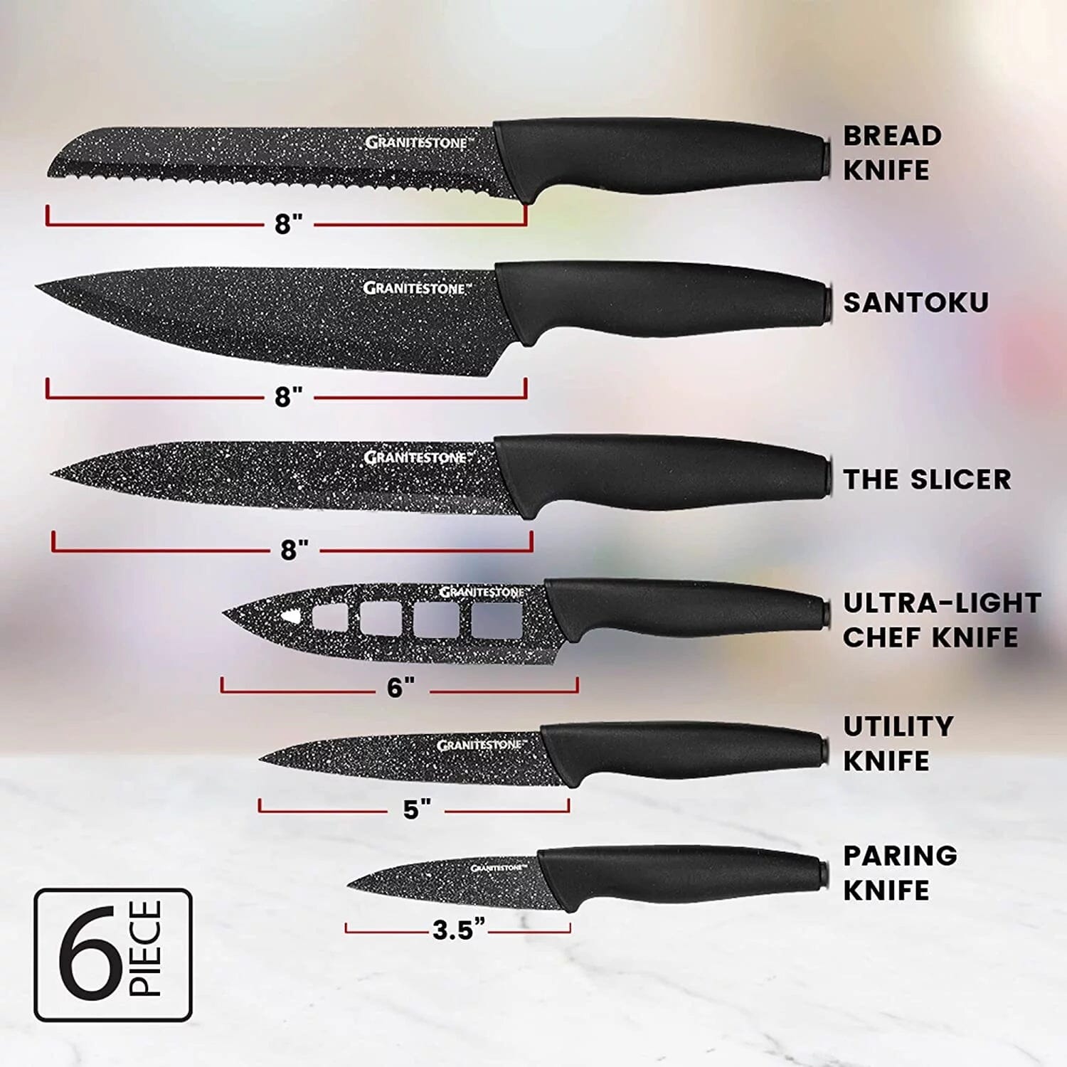 6-Piece: Granitestone Nutriblade Knives Set Kitchen Tools & Gadgets - DailySale