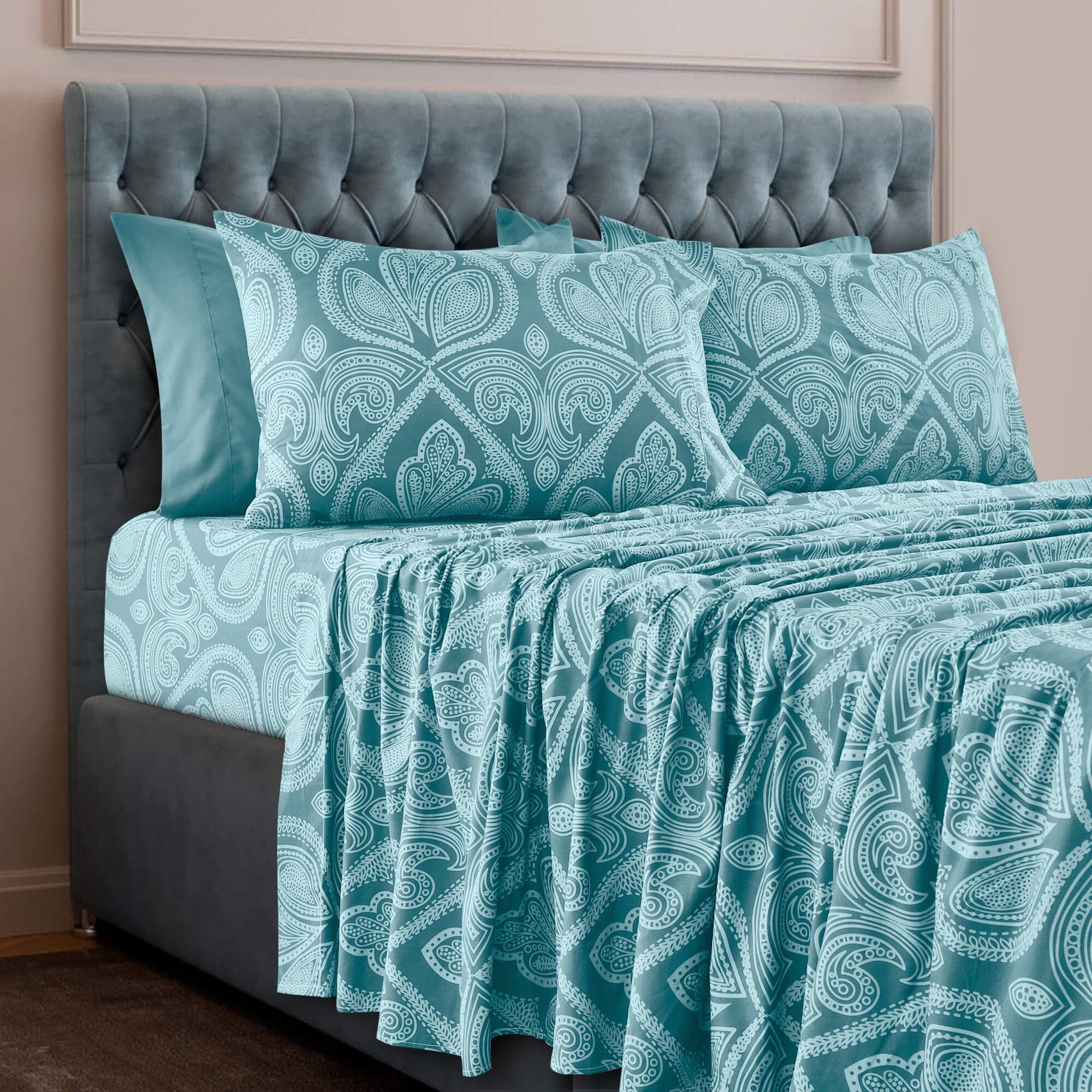 6-Piece Set: Paisley Bed Sheets - Assorted Sizes Bedding Twin Blue - DailySale