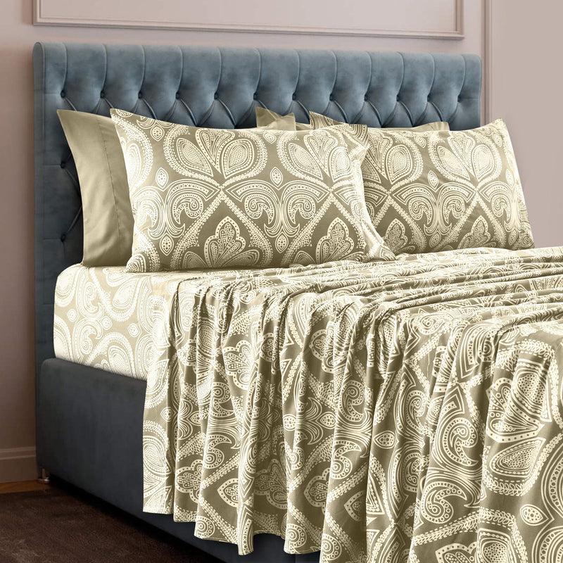 6-Piece Set: Paisley Bed Sheets - Assorted Sizes Bedding Twin Ivory - DailySale