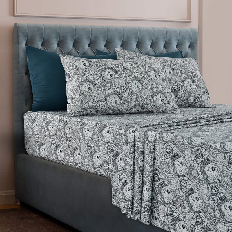 6-Piece Set: Paisley Bed Sheets - Assorted Sizes Bedding Twin White/Gray - DailySale