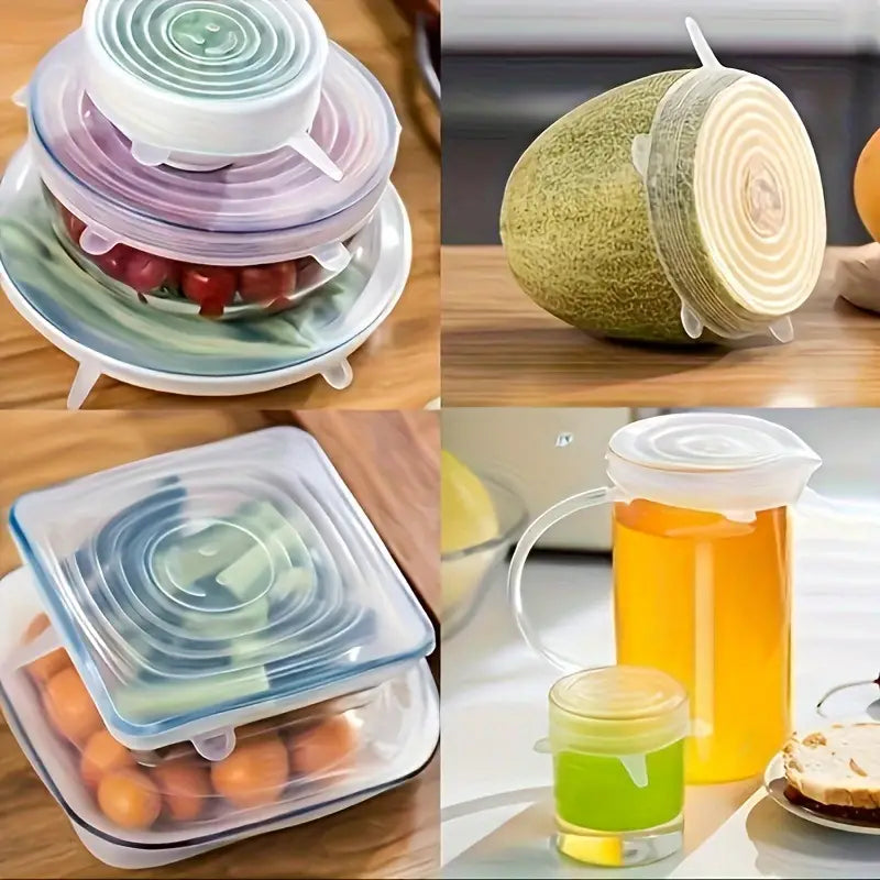 6-Piece Set: Silicone Stretch Lids, Reusable Durable Food Storage Lids Kitchen Tools & Gadgets - DailySale