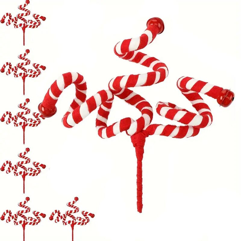 6-Pieces: Red White Candy Christmas Tree Decorations Holiday Decor & Apparel - DailySale