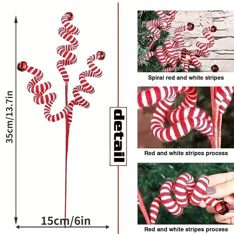 6-Pieces: Red White Candy Christmas Tree Decorations Holiday Decor & Apparel - DailySale