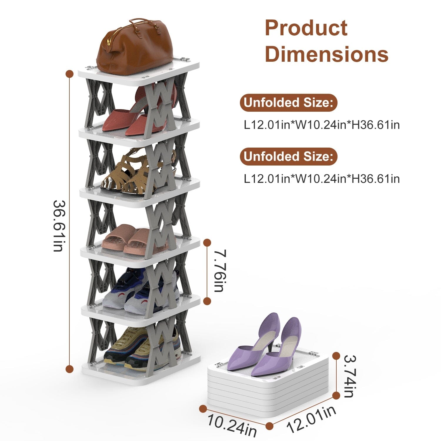 6-Tier Foldable Vertical Shoe Rack Closet & Storage - DailySale