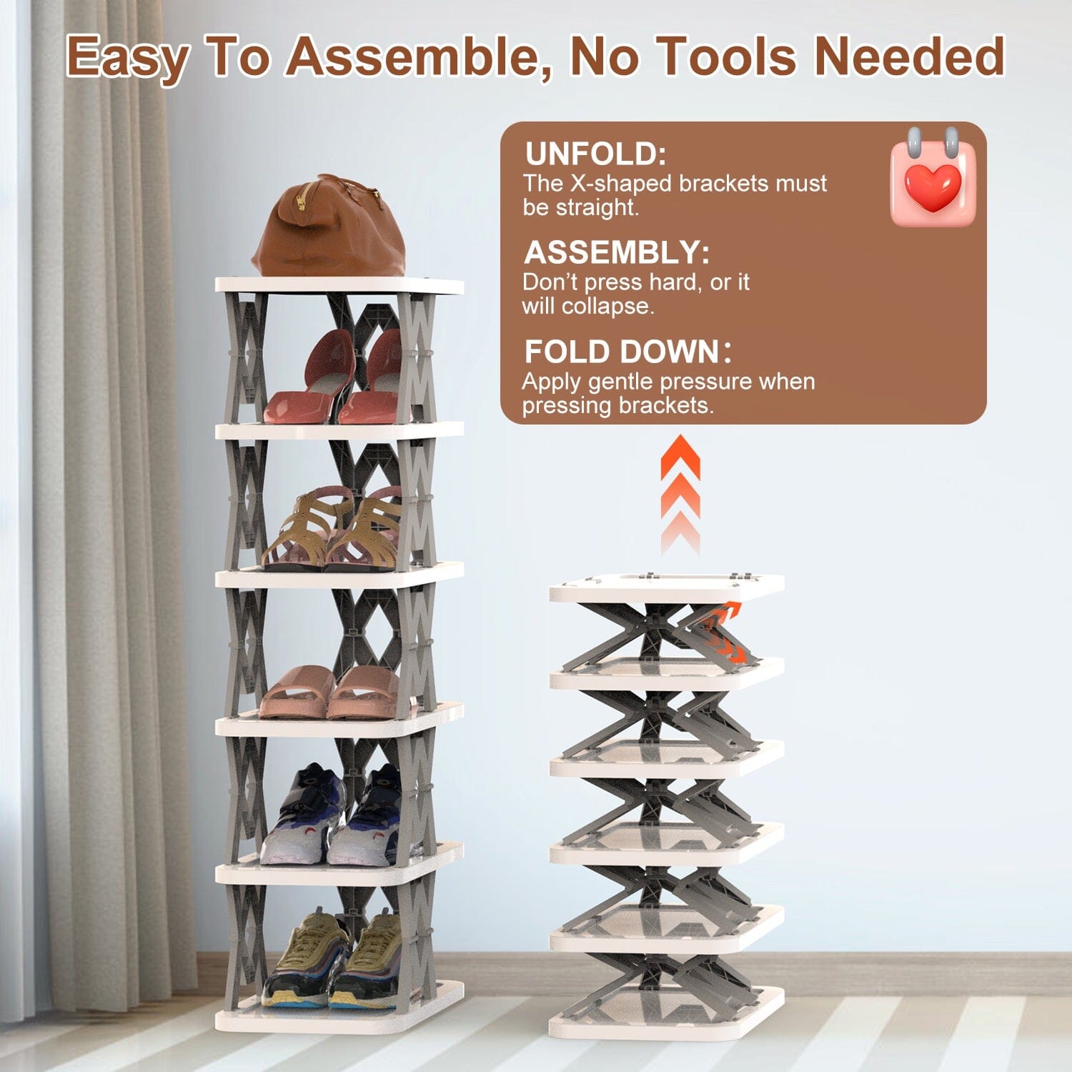 6-Tier Foldable Vertical Shoe Rack Closet & Storage - DailySale