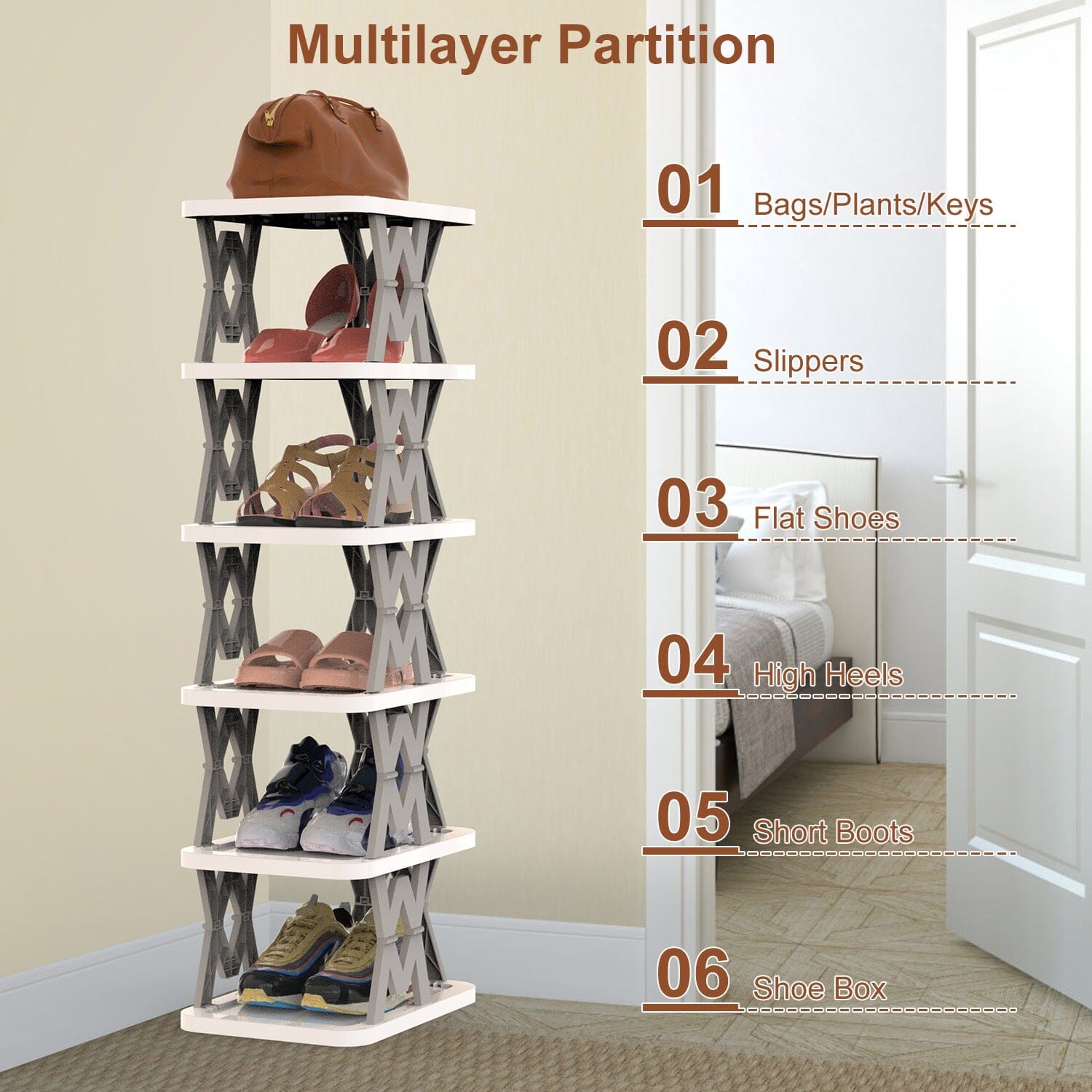 6-Tier Foldable Vertical Shoe Rack Closet & Storage - DailySale