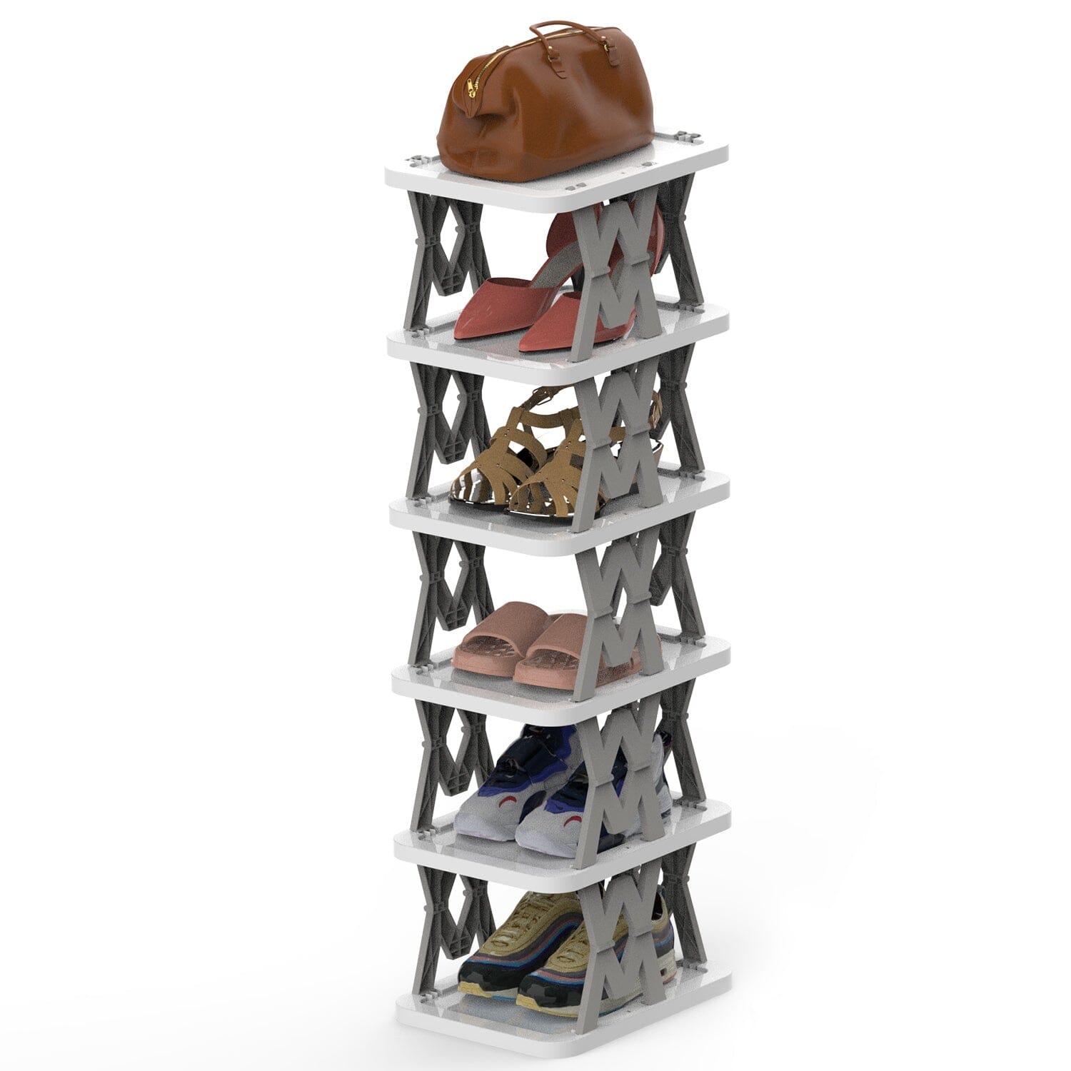 6-Tier Foldable Vertical Shoe Rack Closet & Storage Gray - DailySale