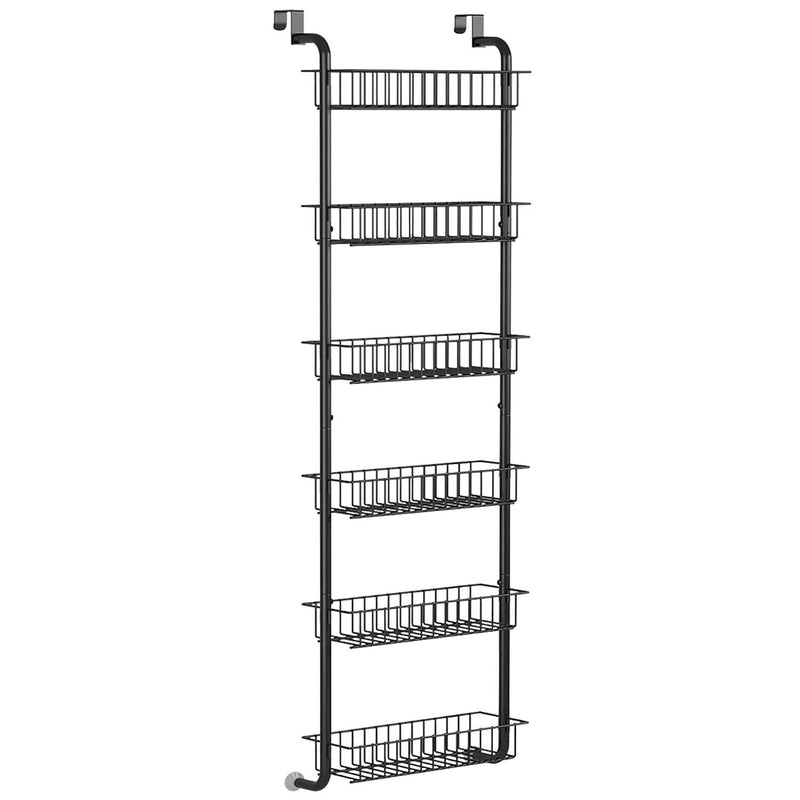 6-Tier Over Door Pantry Organizer Kitchen Storage Black - DailySale