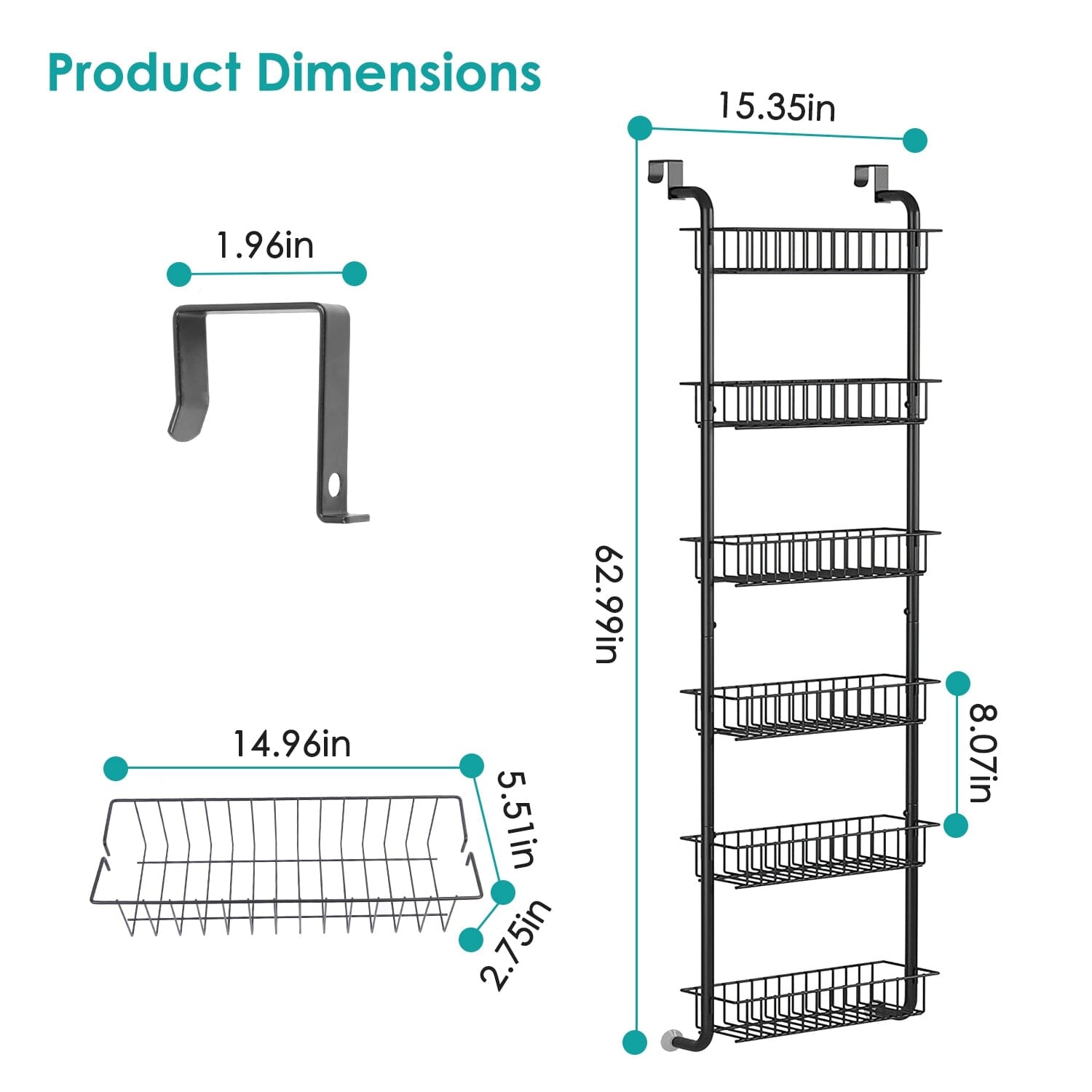 6-Tier Over Door Pantry Organizer Kitchen Storage - DailySale