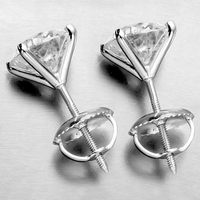 6.00 Ct Certified F VS2 Round Lab Grown Diamond 18K Stud Earrings Earrings - DailySale