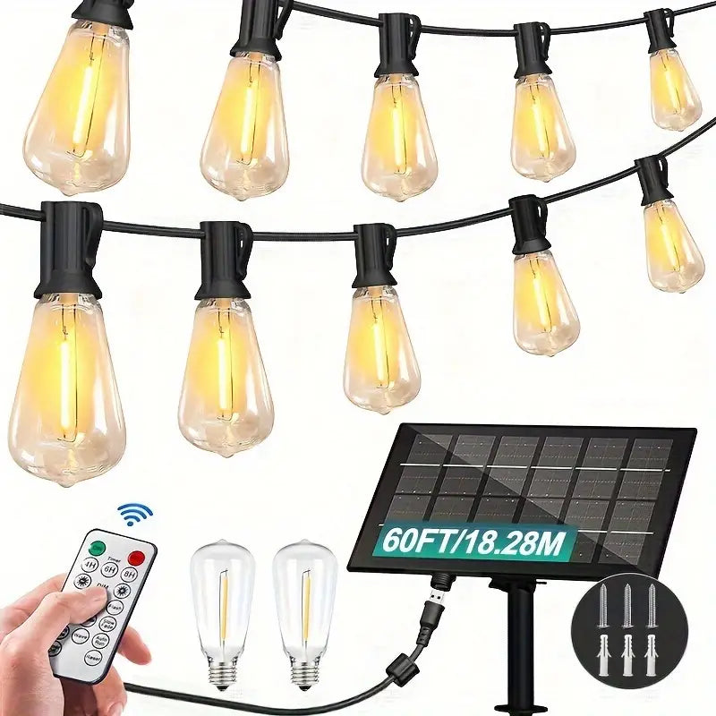 60FT Solar String Lights With USB Port & Remote Control String & Fairy Lights - DailySale