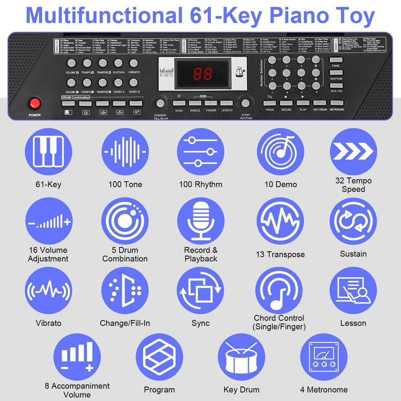 61 Keys Digital Music Keyboard Electronic Piano Toys & Games - DailySale