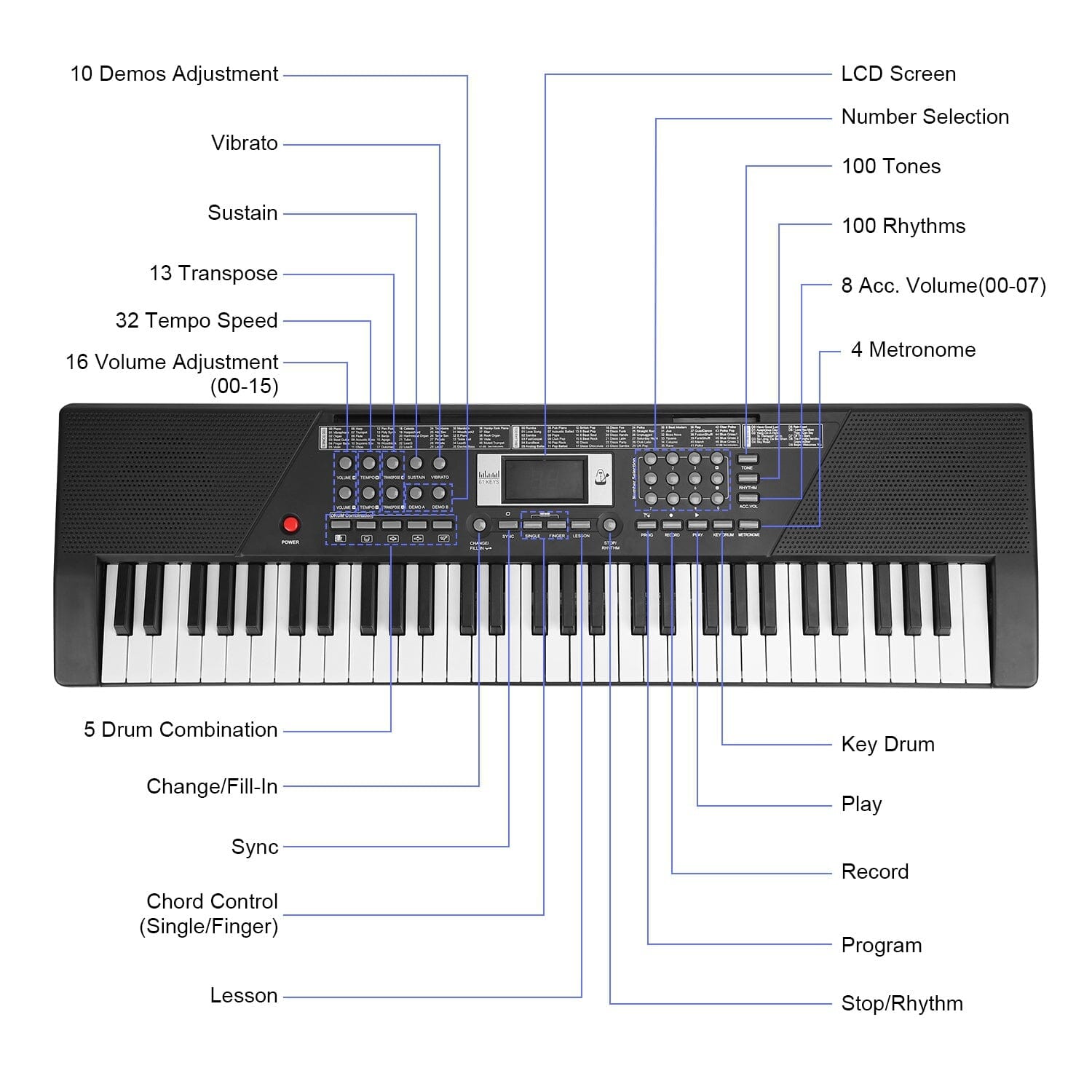 61 Keys Digital Music Keyboard Electronic Piano Toys & Games - DailySale