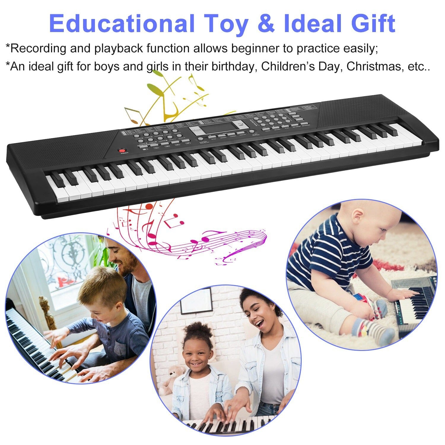 61 Keys Digital Music Keyboard Electronic Piano Toys & Games - DailySale