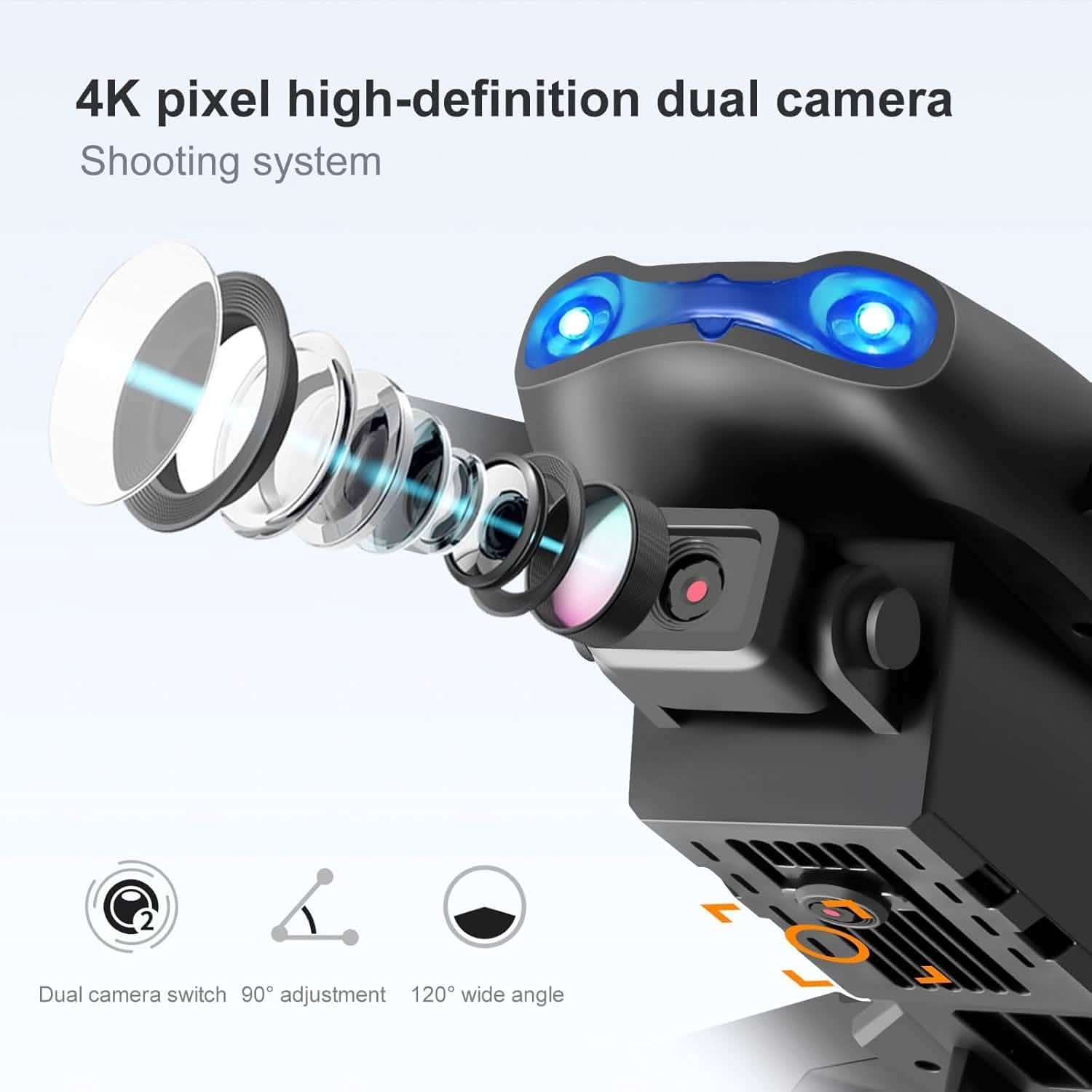 Drone HD Dual Camera, WiFi FPV Foldable RC Quadcopter