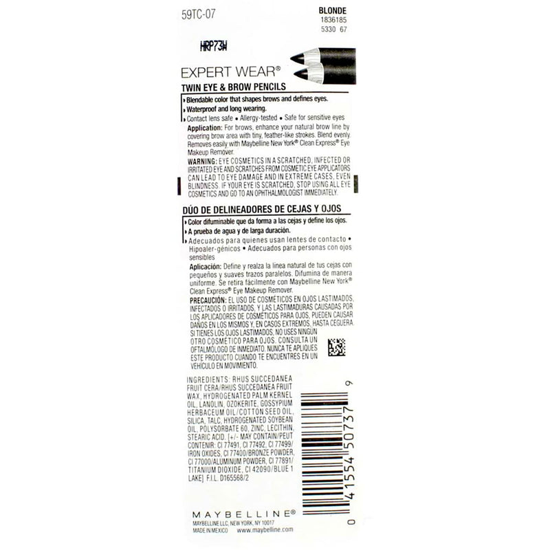 Maybelline Expert Eyes Brow And Eye Pencil, Blonde [107], 0.03 oz (Pack of 4)