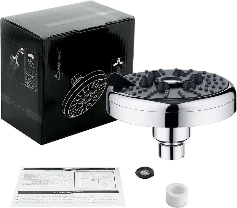 3 Spray Fixed Rainfall Shower Head with Adjustable Metal Swivel Ball Joint