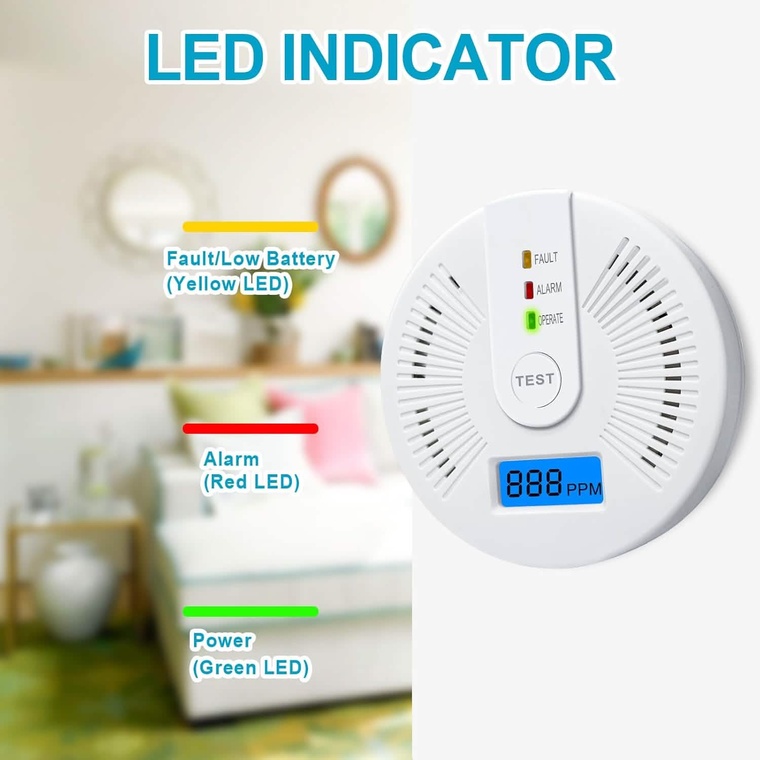 Portable Carbon Monoxide Detector – Battery-Operated CO Alarm