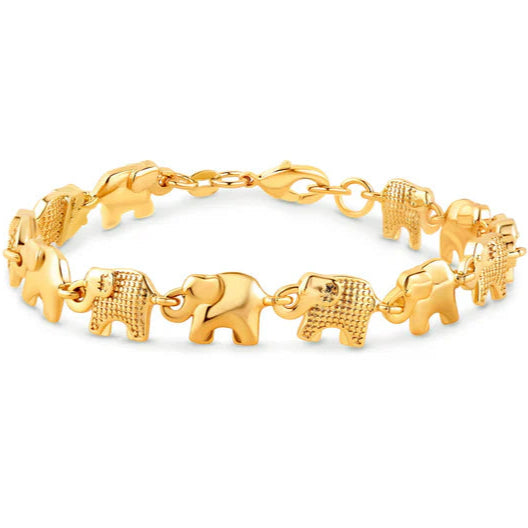 18K Gold Elephant Bracelet For Women 8"