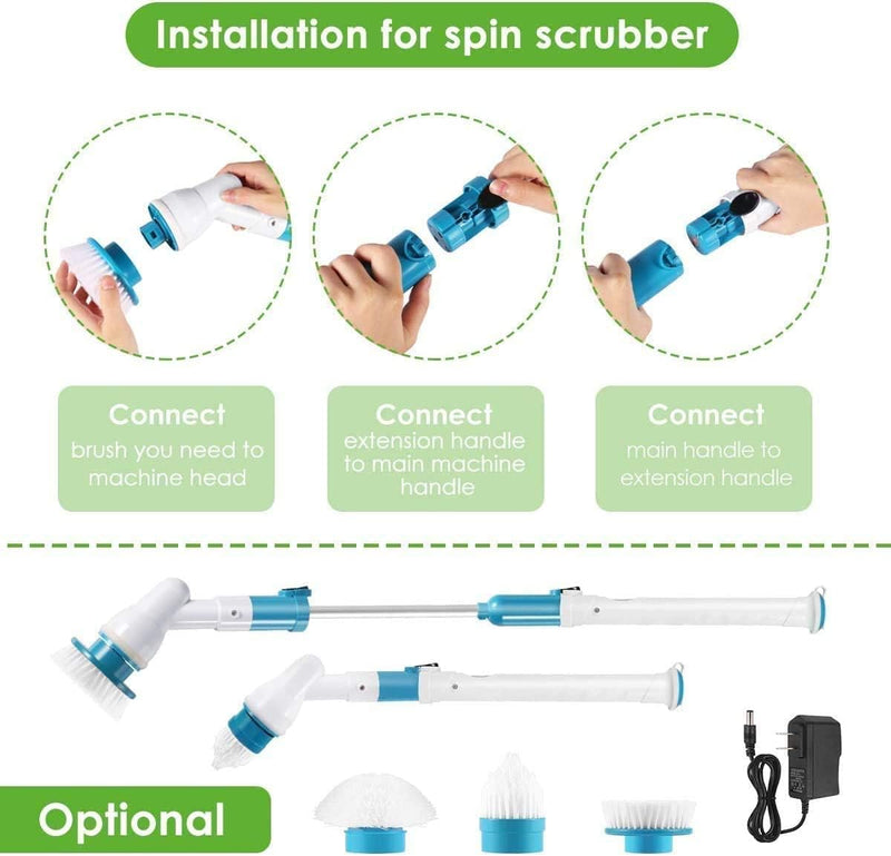 Electric Spin Scrubber Cordless Scrubber Brush with Long Handle
