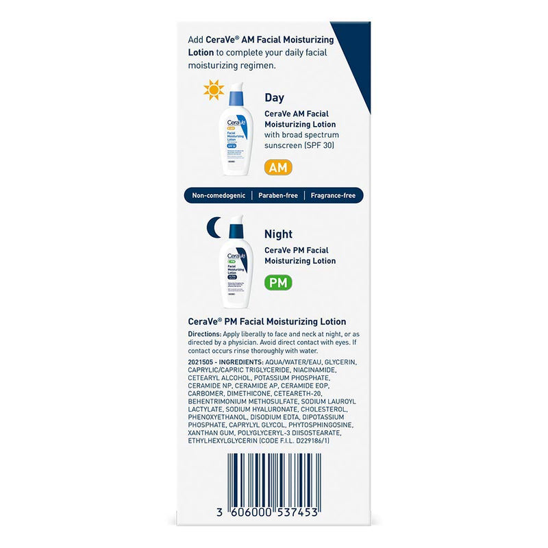 2 Pack CeraVe PM Facial Moisturizing Lotion, Night Cream with Hyaluronic Acid and Niacinamide