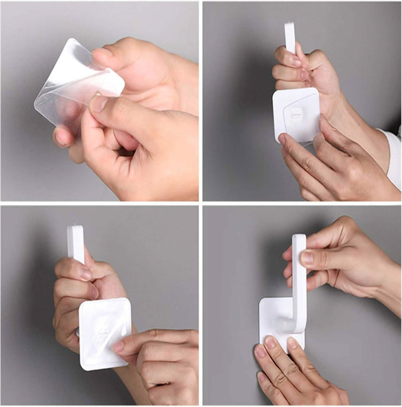 4-Pack: Adhesive Toilet Paper Holder, Wall Mount, White & Black