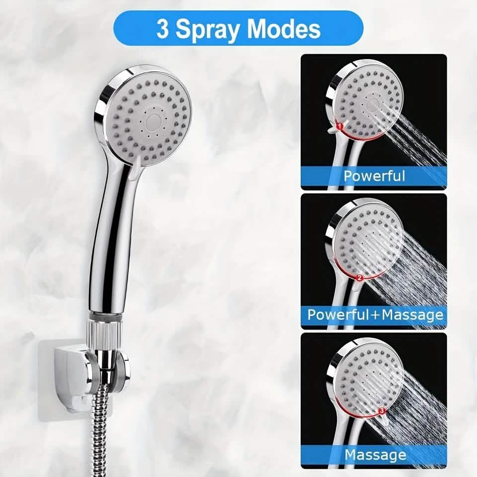High Pressure Rainfall & Handheld Shower Head – Adjustable, Chrome/Black