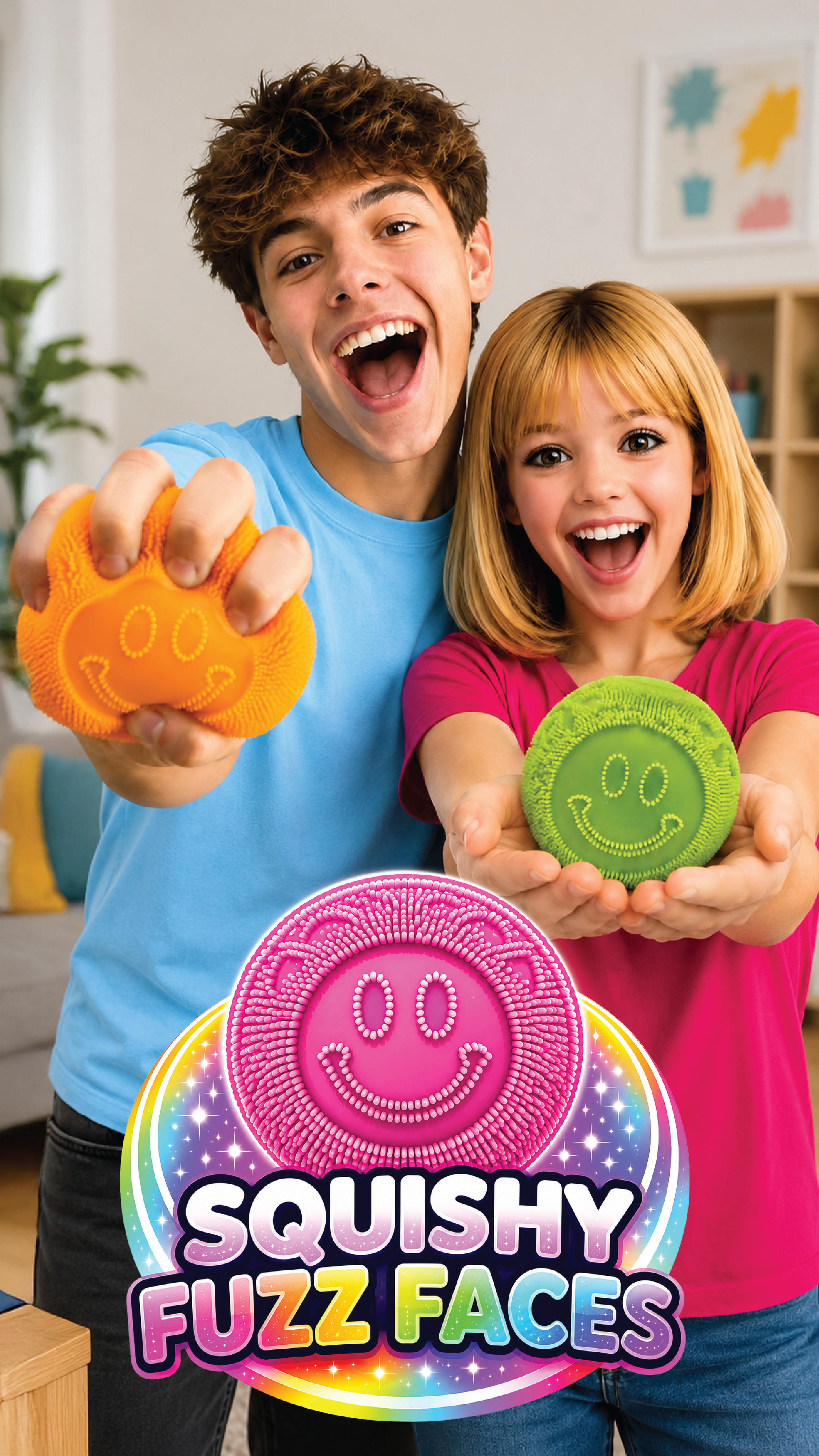 Fun Doh Squishy Fuzz Faces Smiley Face Sensory Fidget Toy