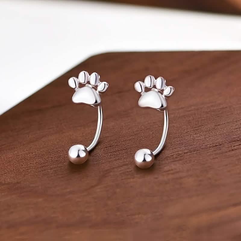 Sterling Silver Cat Paw Earrings – Screw-Back Studs, Elegant &amp; Simple