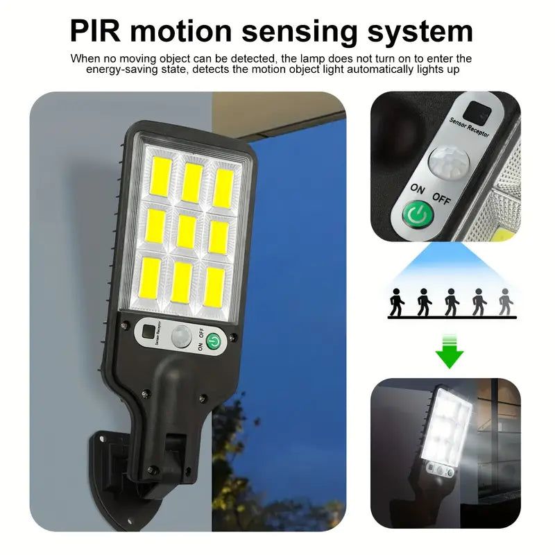 2-Pack: Solar Outdoor Security Street Lighting, 3 Modes With Wireless Motion Sensing and Remote Control