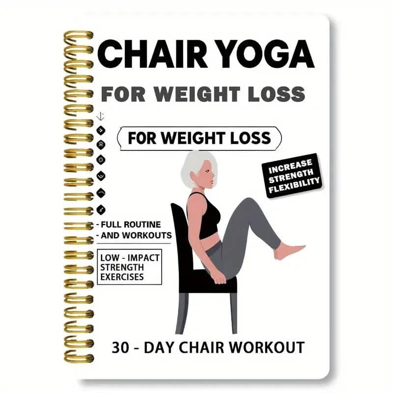 30-Day Chair Yoga Notebook | 15-Min Daily Workouts & Guide