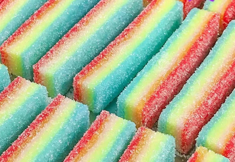 Sour Rainbow Candy Squishy | Slow Rising Candy Strip Squishy | Sensory Fidget Toy