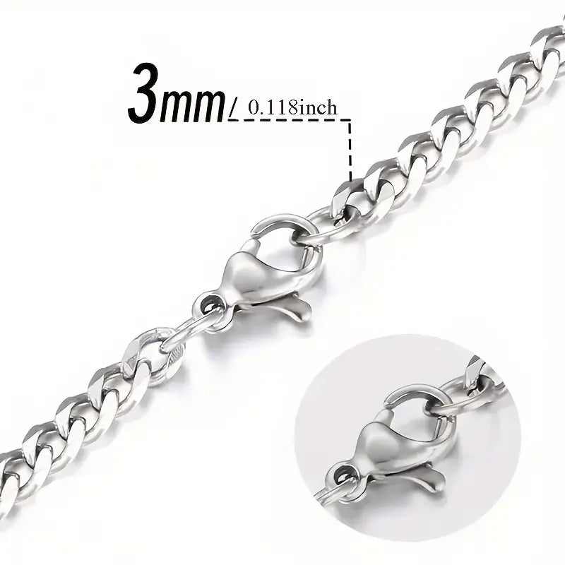 Titanium Stainless Steel Trendy Necklace Cuban Chain with Lobster Clasp