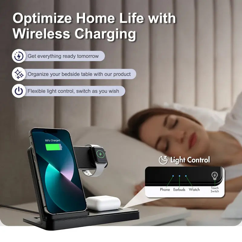 Wireless Charging Station 3-in-1 Standard 15W Fast for Mag-Safe Charger Stand