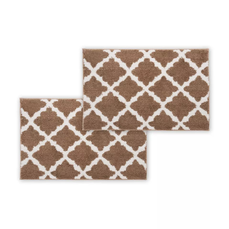 Bibb Home 1-2 Pack Trellis Micro Shag Bath Rugs 17" X 24"