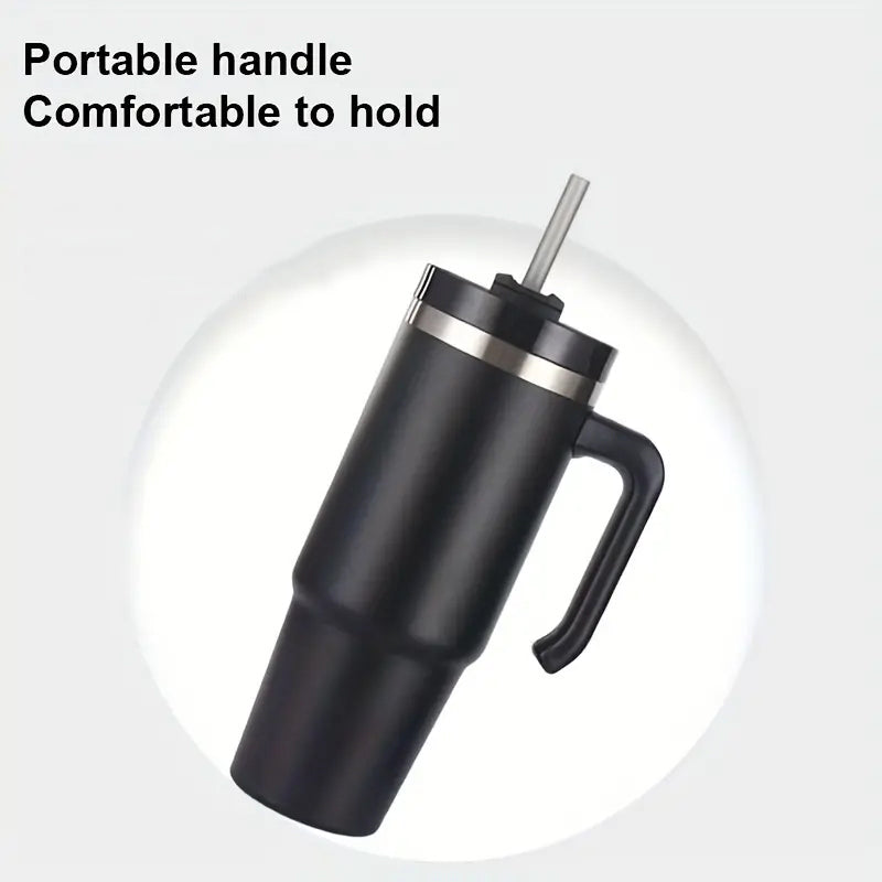 30.5 Oz 304 Stainless Steel Double Vacuum Portable Travel Cup with Handle and Straw