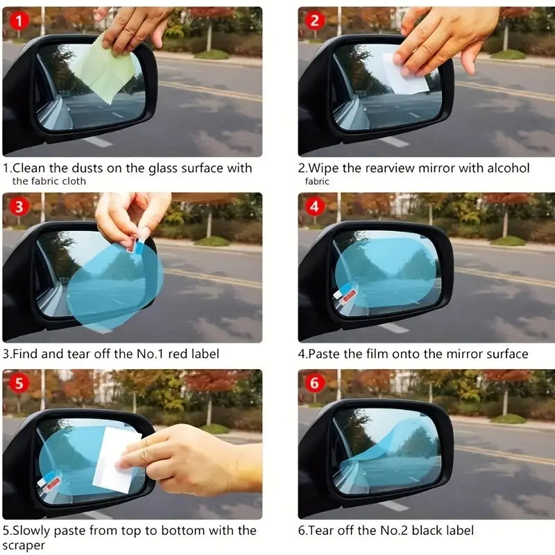 2-Pack: Car Waterproof Transparent Film Rearview Mirror Protection