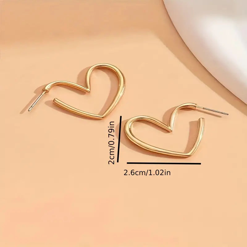 Chic Heart-Shaped Stud Earrings for Women