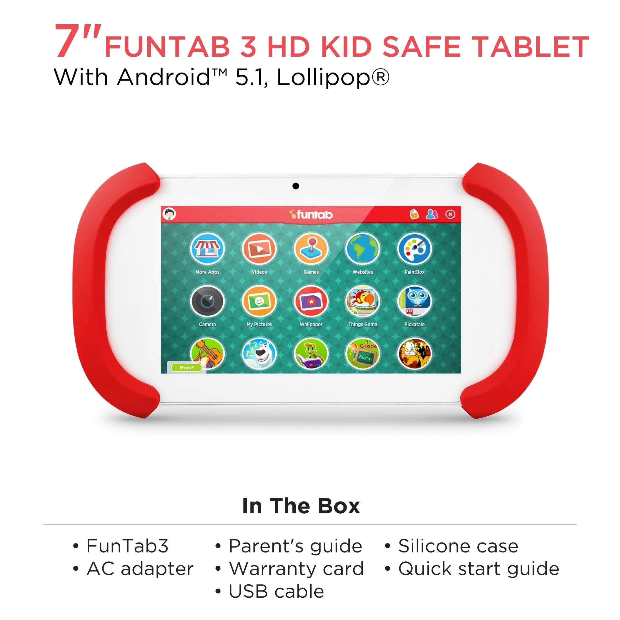 7" FunTab HD Kid-Safe Tablet with Android 5.1 (Lollipop) (Refurbished) Tablets - DailySale