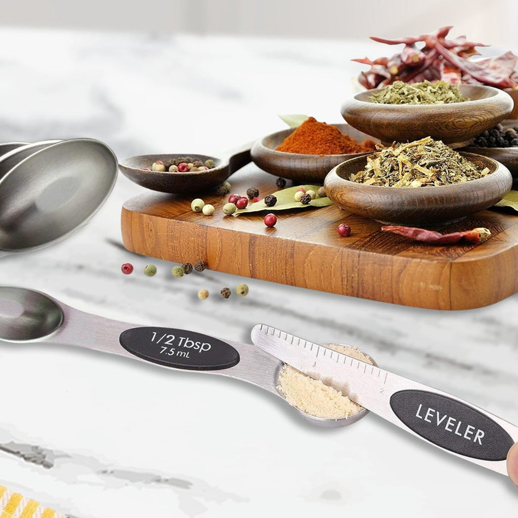 Magnetic Dual Sided Measuring Spoons with Leveler - Set of 8