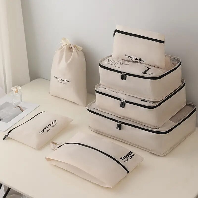 7-Piece: Travel Packaging Cube Bags Bags & Travel Beige - DailySale