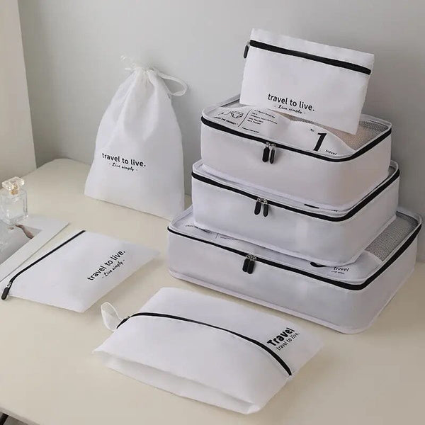 7-Piece: Travel Packaging Cube Bags Bags & Travel White - DailySale