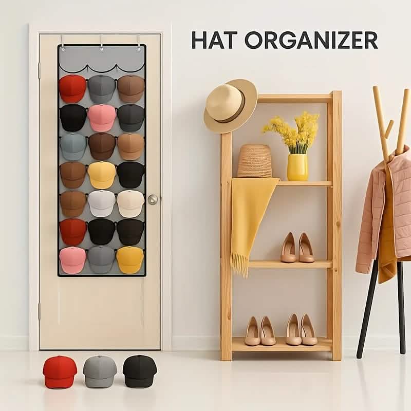24-Grid Hanging Door Organizer – Space-Saving Nylon Storage with Clear Pockets