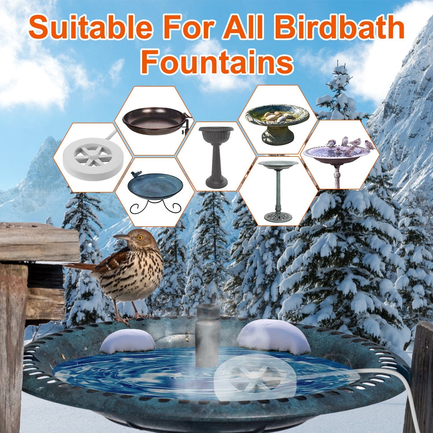 70W Bird Bath Deicer Aluminum Alloy Water Heater with Thermostat Auto Shutdown Pet Supplies - DailySale