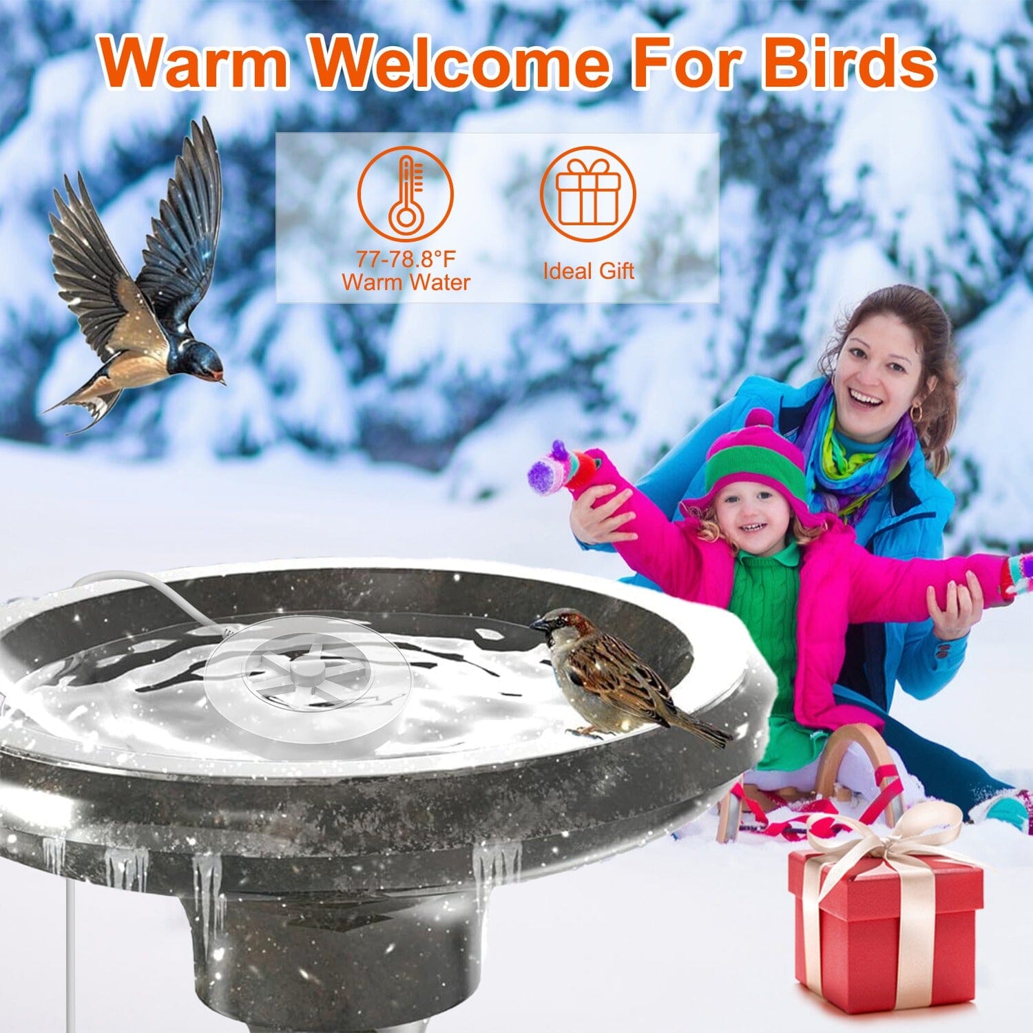 70W Bird Bath Deicer Aluminum Alloy Water Heater with Thermostat Auto Shutdown Pet Supplies - DailySale