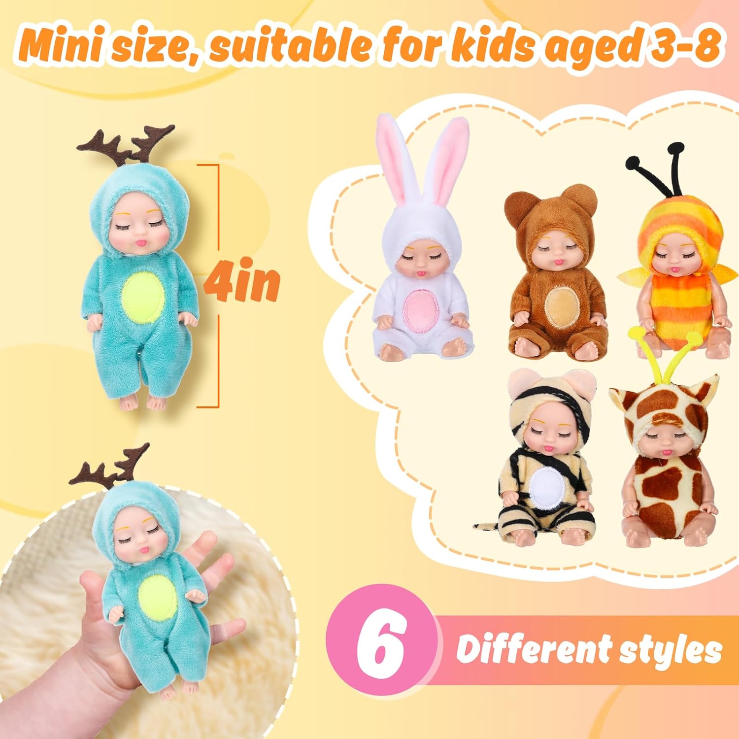 Adorable 4.3" Reborn Doll - Mini Cute Sleeping Youngsters Series