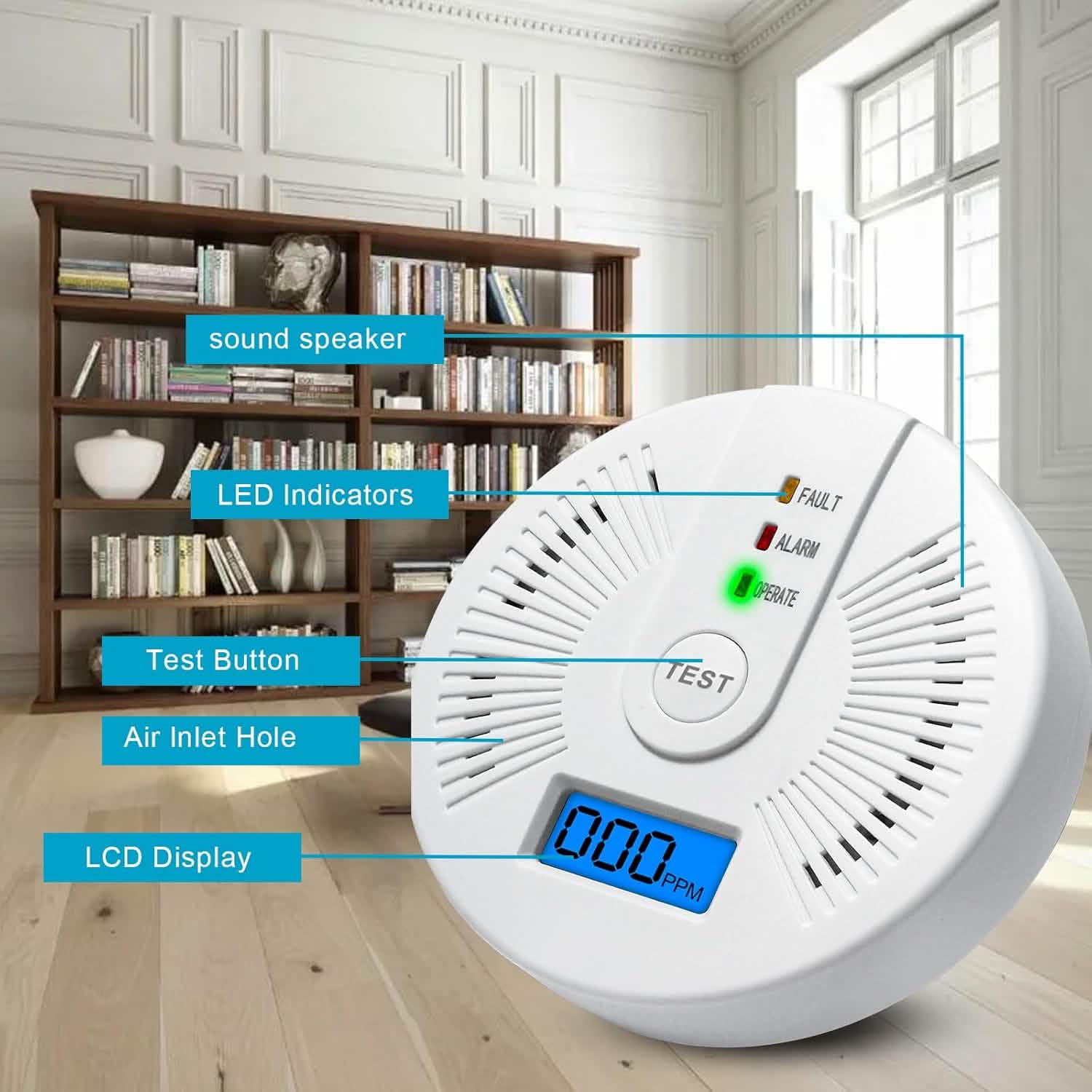 Portable Carbon Monoxide Detector – Battery-Operated CO Alarm