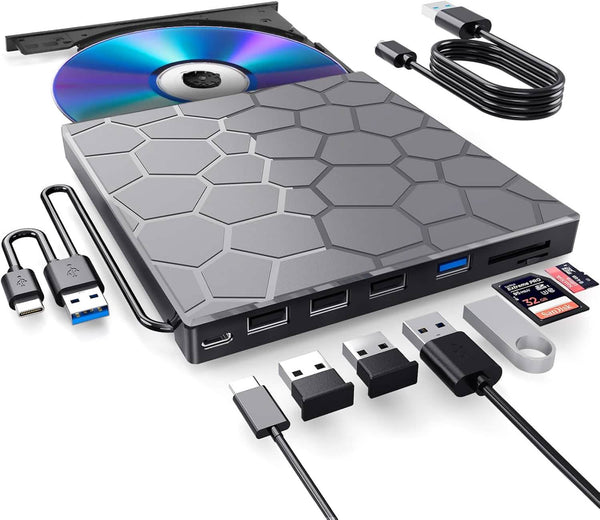 High-Speed USB 3.0 External CD/DVD Drive with Burner